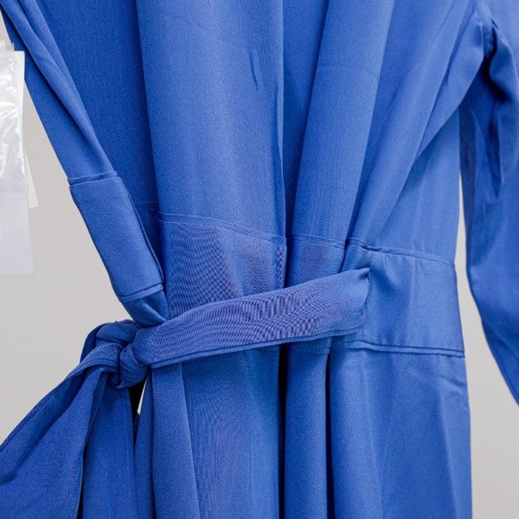 SOLD Equipment Blue Silk Wrap Dress - Picture 9 of 11